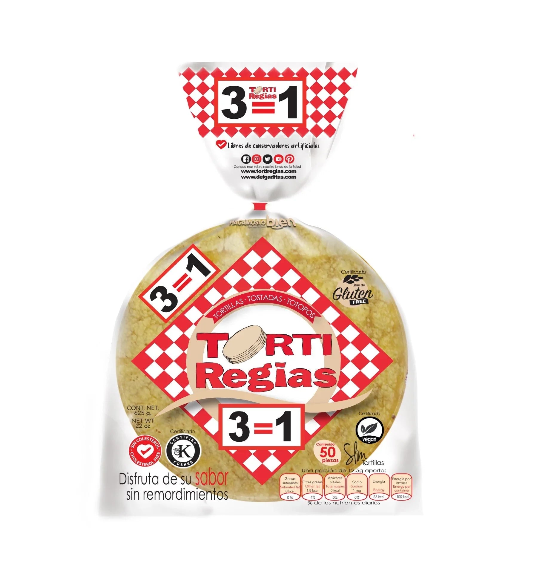 Tortillas TortiRegias Delgaditas Amarilla 50 pza 625 g